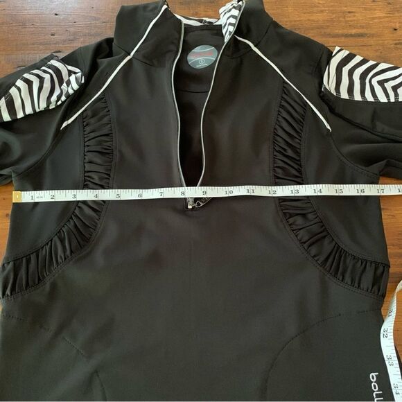 Bolle Black Zebra Accent Hooded Tennis Golf Zip Up Hooded Jacket Sz S - Picture 4 of 7